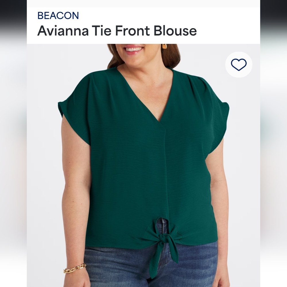 Aviana Women's Teal V-Neck Tie Blouse